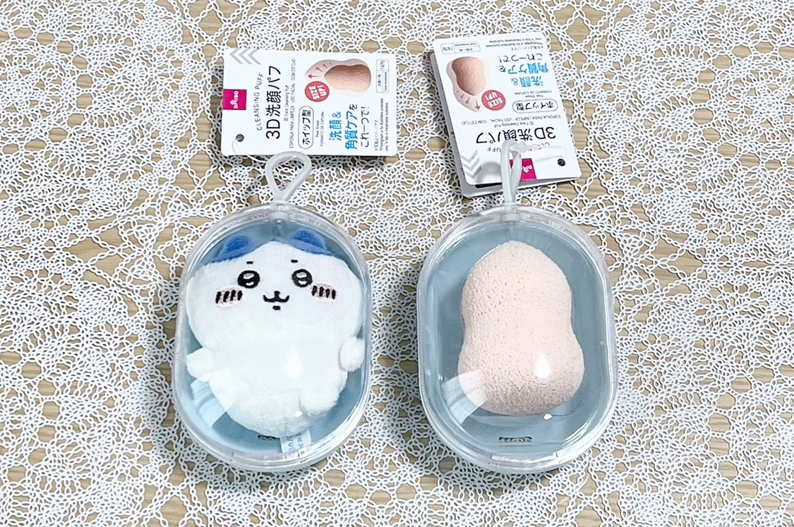 ⭐︎人気商品⭐︎品薄 ダイソー3D洗顔パフ ケース付き 2個セット